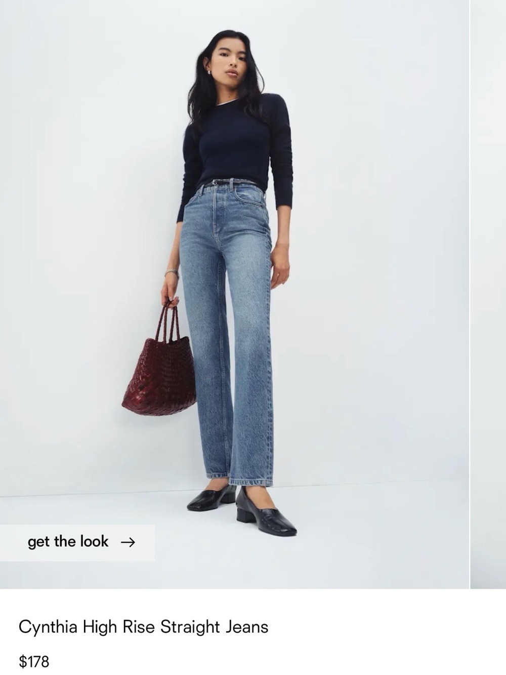 Reformation Cynthia High-Rise Straight Jeans — Medium Blue